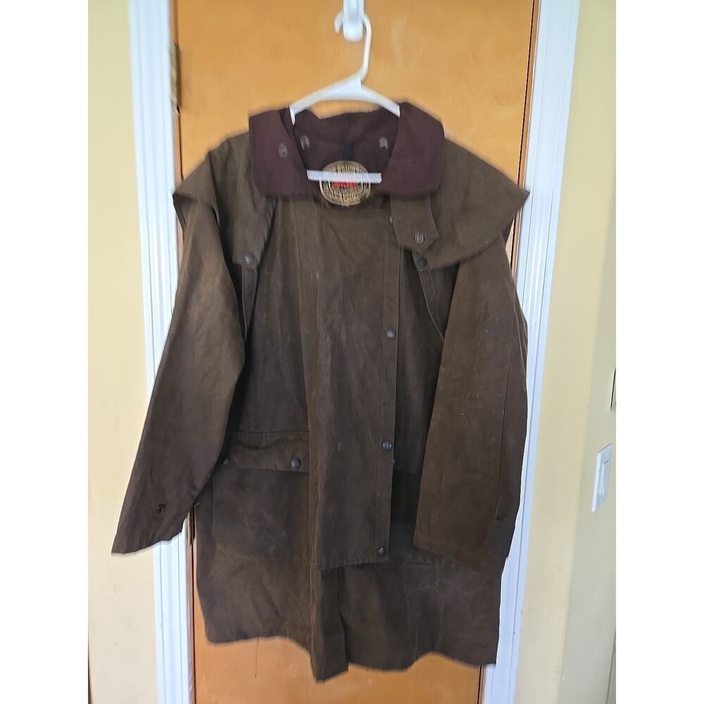 The Australian Outback Collection Oilskin Waxed Duster Jacket Coat W Liner Med